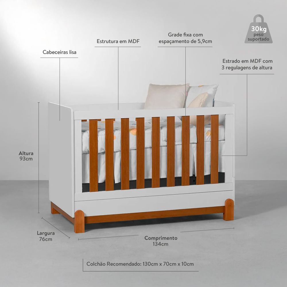 hero berco mini cama lotus branco e savana